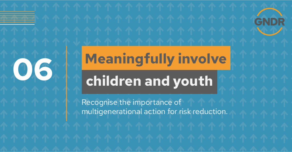 HLPF call to action 6 - meaningfully involve children and youth. Recognise the importance of multigenerational action for risk reduction. 